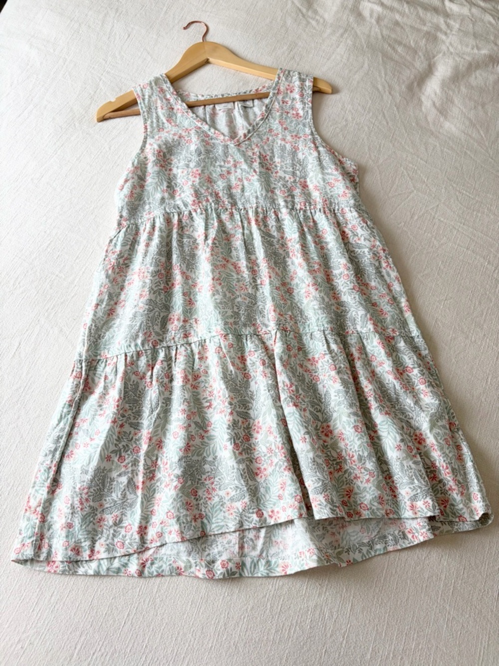 Joie | Linen Sleeveless Floral Tiered Midi Dress
